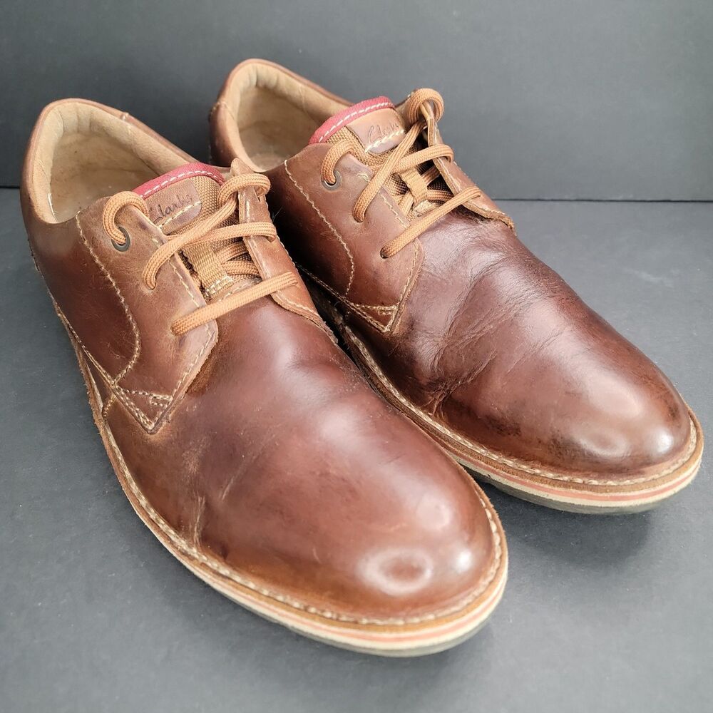 Clarks Mens Brown Leather Suede Oxford Shoes Size 13 M US 12 G UK Lace Up